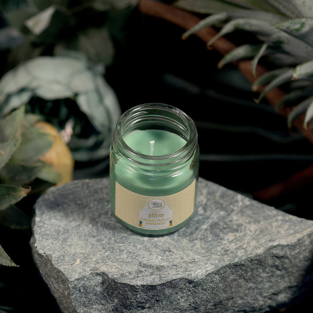 Baghalpur Ke Annanas - 1 Wick Scented Candle - Plain Glass Jar - Tara Candles
