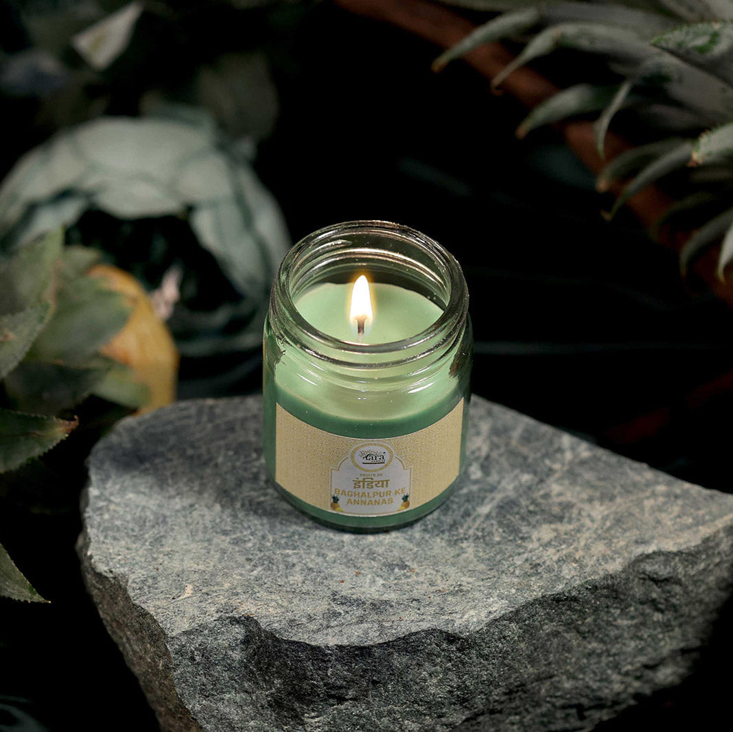 Baghalpur Ke Annanas - 1 Wick Scented Candle - Plain Glass Jar - Tara Candles
