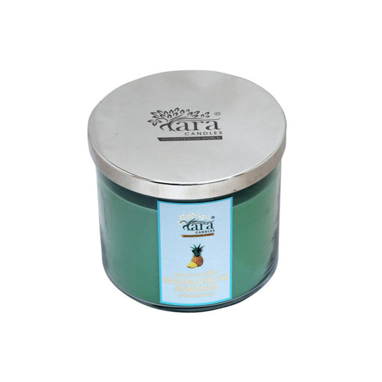 Baghalpur Ke Annanas - 3 Wick Scented Candle - Clear Glass Jar - Tara Candles
