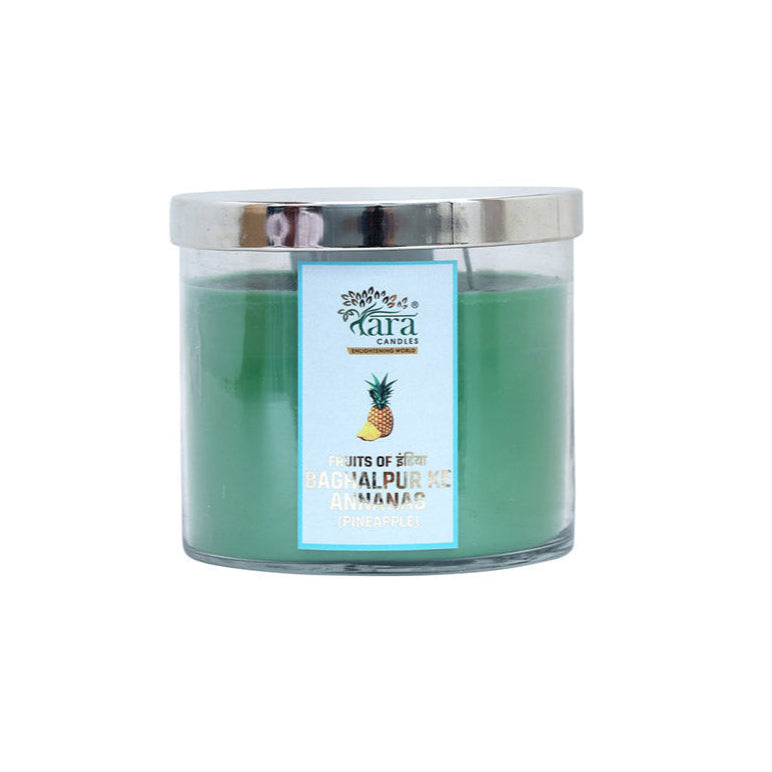 Baghalpur Ke Annanas - 3 Wick Scented Candle - Clear Glass Jar - Tara Candles
