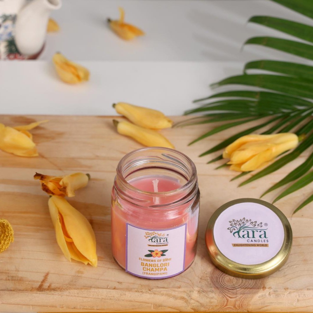 Banglori Champa - 1 Wick Scented Candle - Plain Glass Jar - Tara Candles

