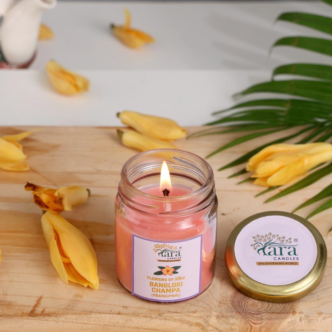 Banglori Champa - 1 Wick Scented Candle - Plain Glass Jar - Tara Candles
