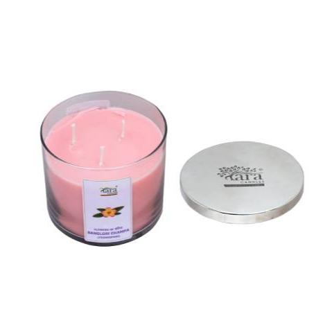 Banglori Champa - 3 Wick Scented Candle - Clear Glass Jar - Tara Candles
