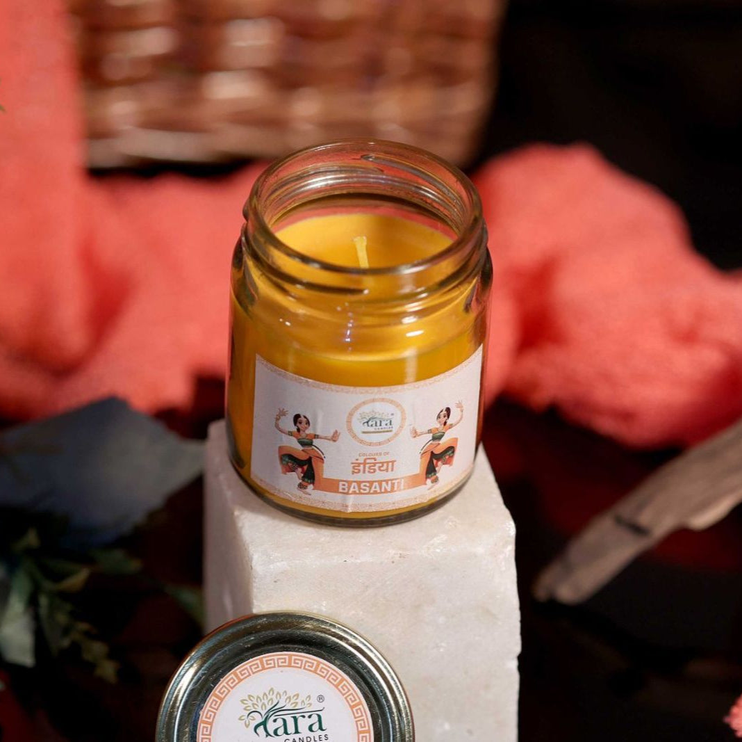 Basanti - 1 Wick Scented Candle - Plain Glass Jar - Tara Candles

