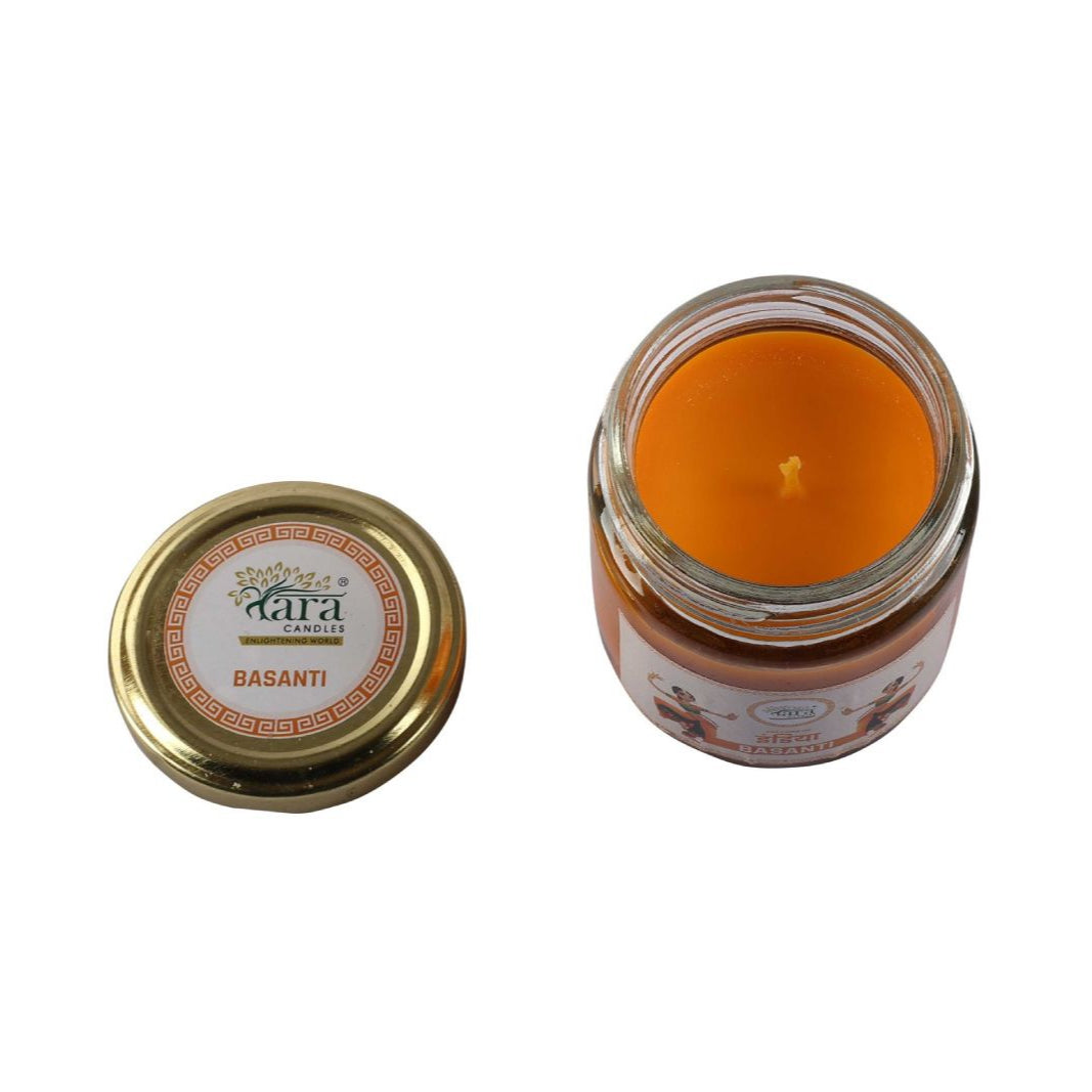 Basanti - 1 Wick Scented Candle - Plain Glass Jar - Tara Candles
