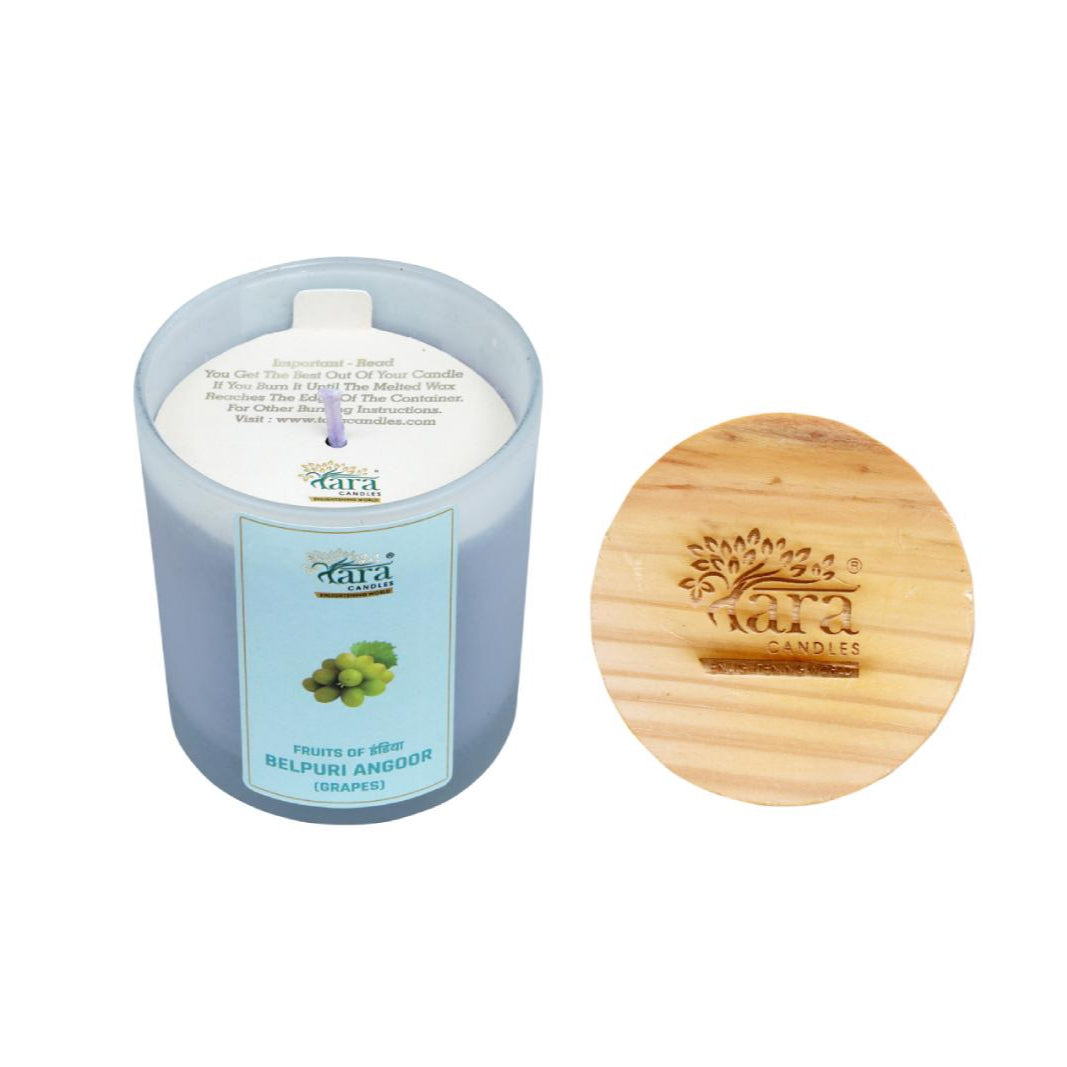 Belpuri Angoor - 1 Wick Scented Candle - Frosted Glass Jar - Tara Candles
