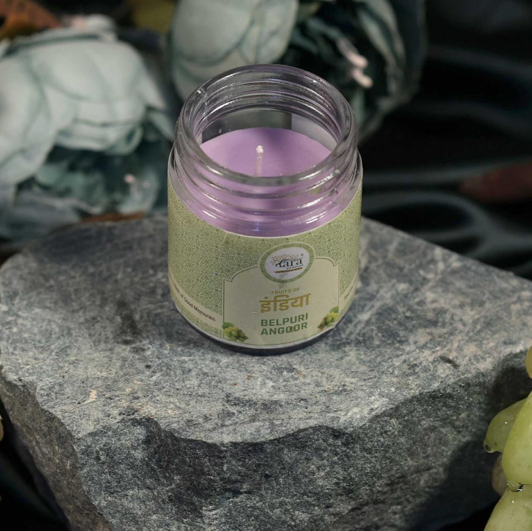 Belpuri Angoor - 1 Wick Scented Candle - Plain Glass Jar - Tara Candles

