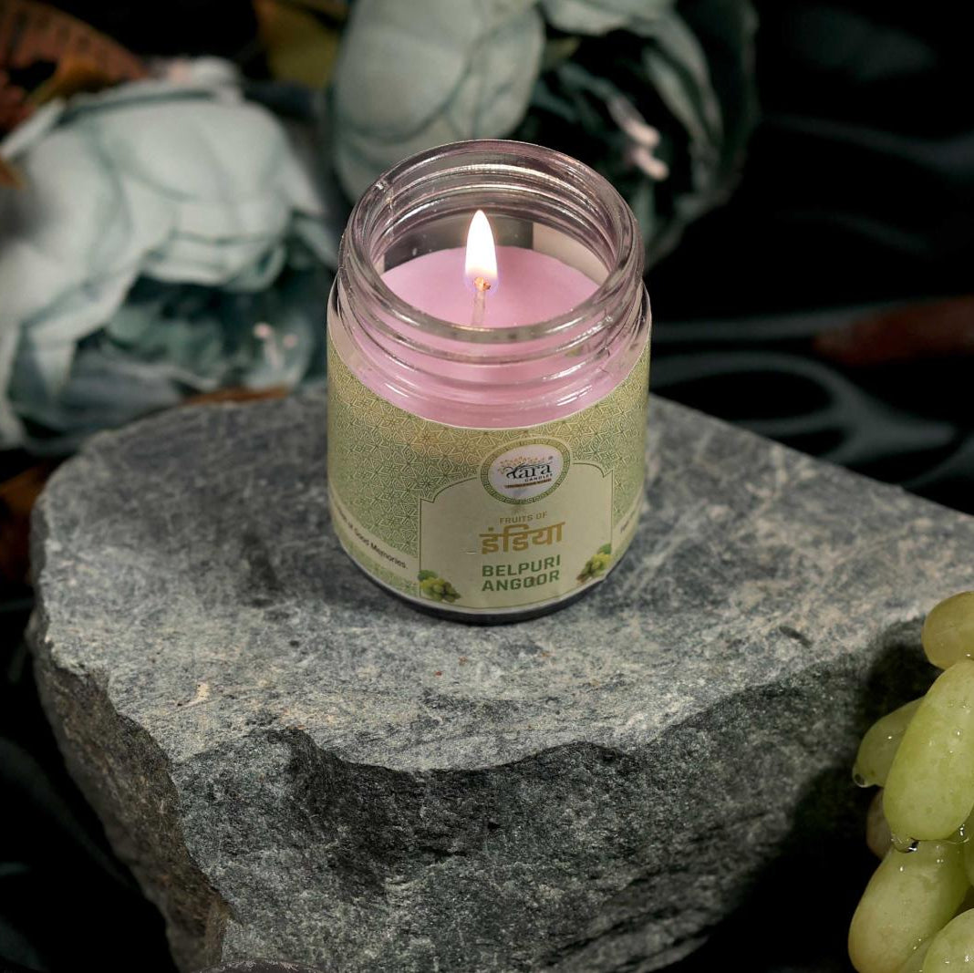 Belpuri Angoor - 1 Wick Scented Candle - Plain Glass Jar - Tara Candles
