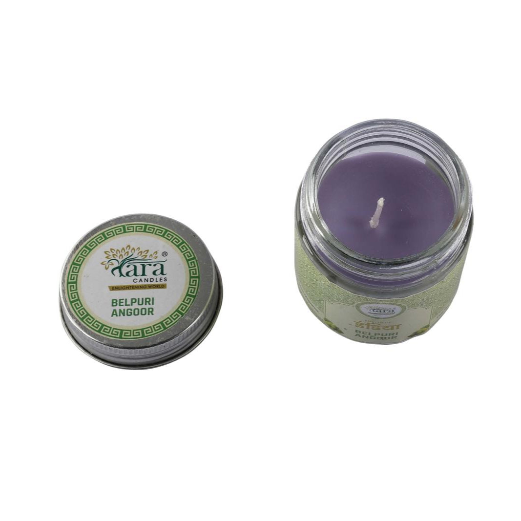 Belpuri Angoor - 1 Wick Scented Candle - Plain Glass Jar - Tara Candles
