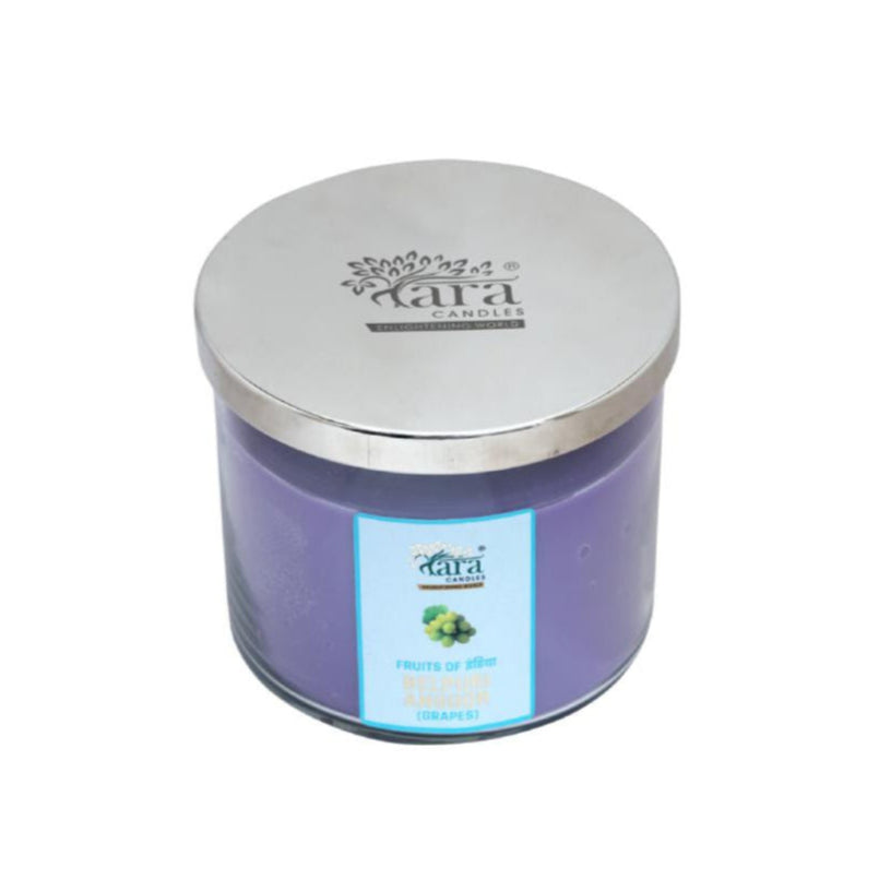 Belpuri Angoor - 3 Wick Scented Candle - Clear Glass Jar - Tara Candles
