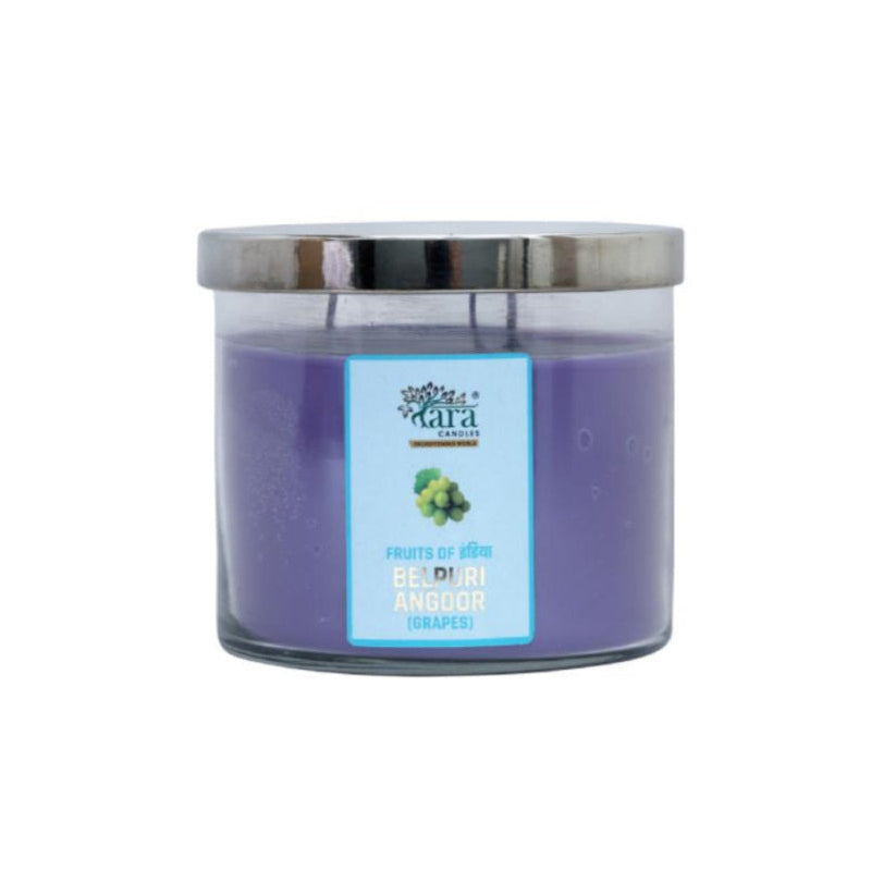 Belpuri Angoor - 3 Wick Scented Candle - Clear Glass Jar - Tara Candles
