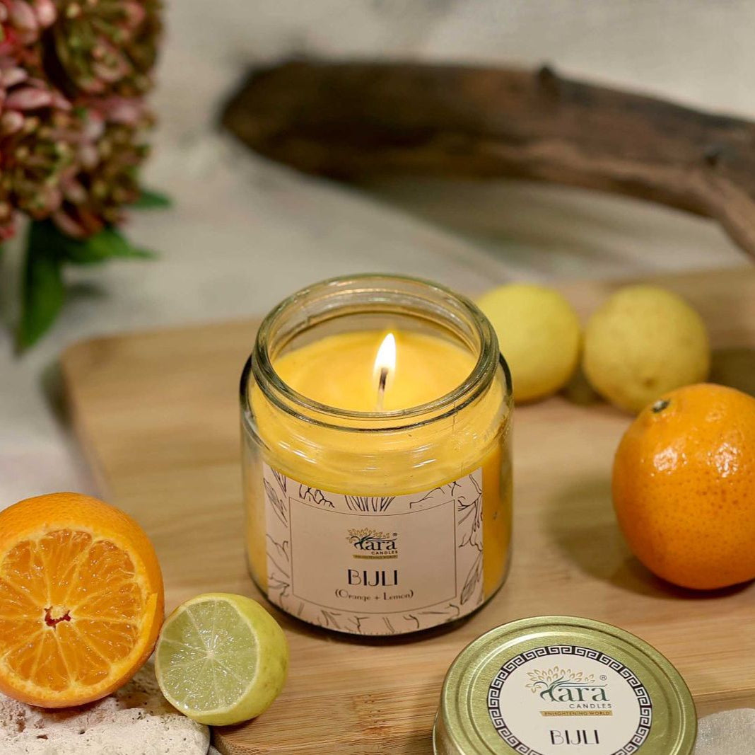 Bijli - 1 Wick Scented Candle - Plain Glass Jar - Tara Candles
