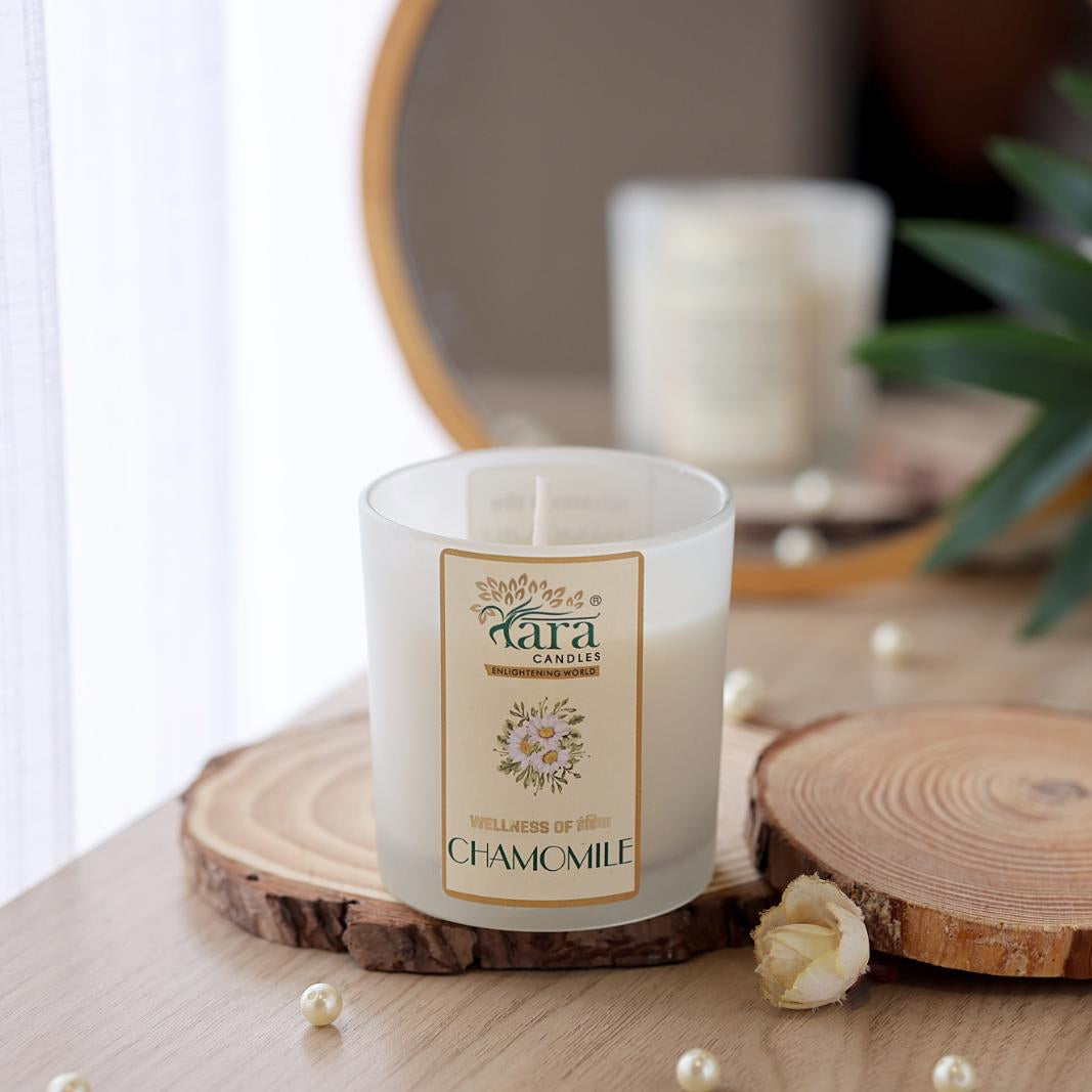 Chamomile - 1 Wick Scented Candle - Frosted Glass Jar - Tara Candles
