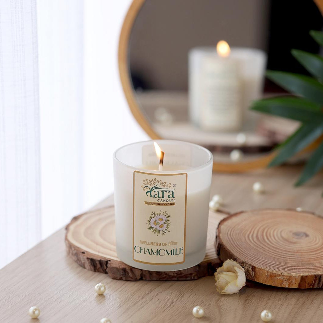 Chamomile - 1 Wick Scented Candle - Frosted Glass Jar - Tara Candles
