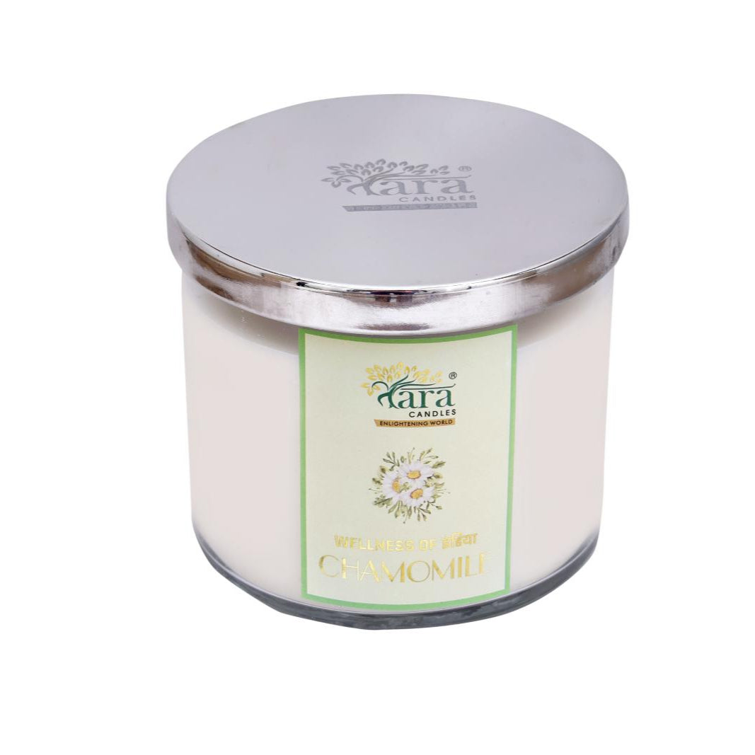 Chamomile - 3 Wick Scented Candle - Clear Glass Jar - Tara Candles
