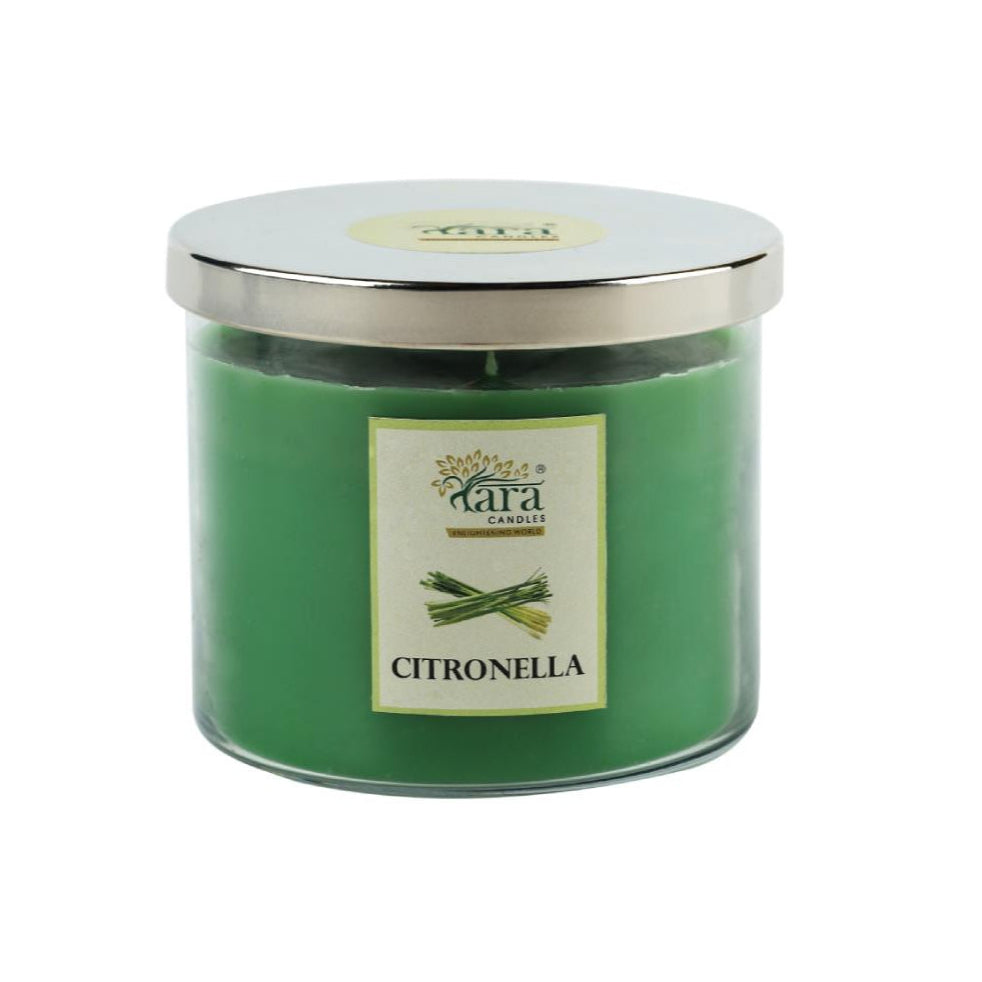 Citronella - 3 Wick Scented Candle - Clear Glass Jar - Tara Candles