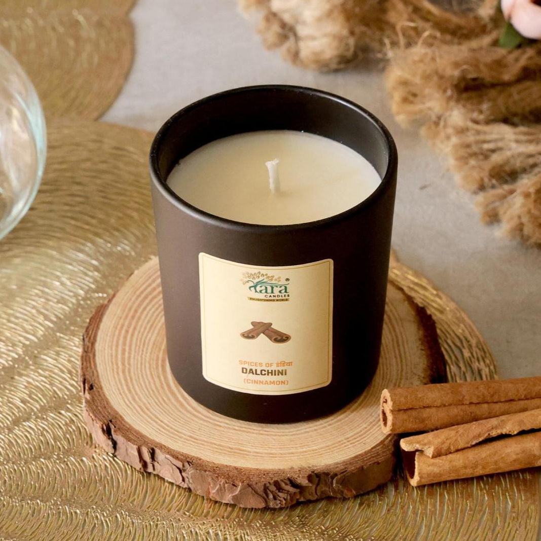 Dalchini - 1 Wick Scented Candle - Amber Glass Jar - Medium - Tara Candles
