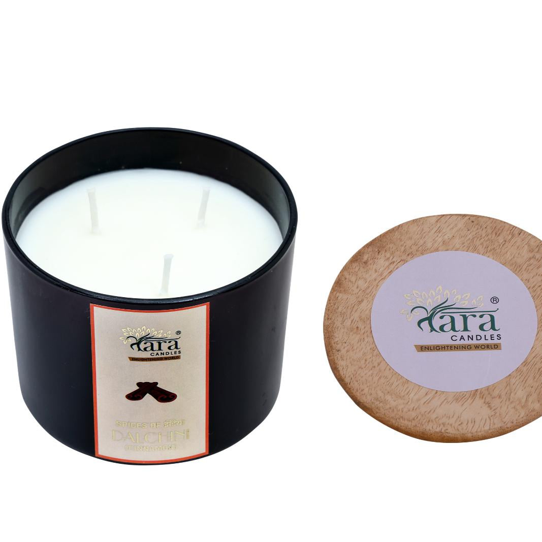 Dalchini - 3 Wick Scented Candle - Amber Glass Jar - Large - Tara Candles