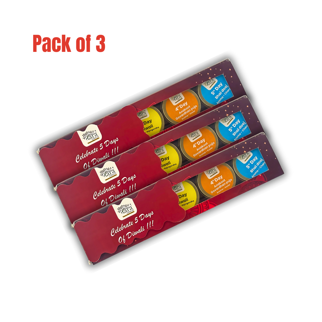 Tara Diwali Celebration of 5 Days Tin Aromatic Candle Gift Pack