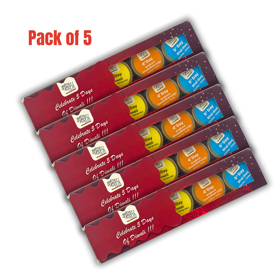 Tara Diwali Celebration of 5 Days Tin Aromatic Candle Gift Pack