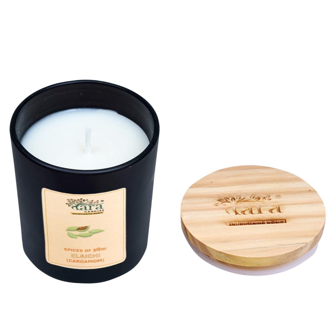 Elaichi - 1 Wick Scented Candle - Amber Glass Jar - Medium - Tara Candles
