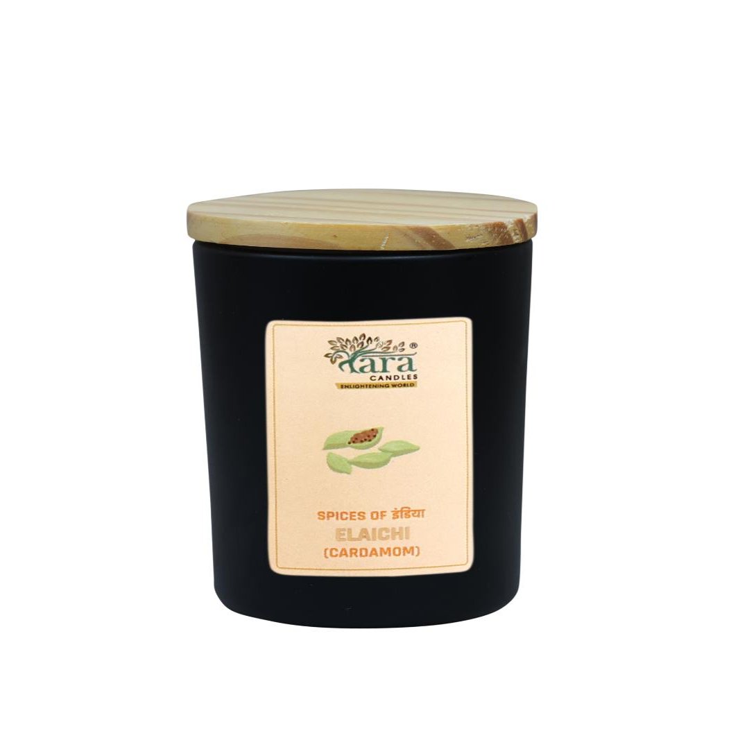 Elaichi - 1 Wick Scented Candle - Amber Glass Jar - Medium - Tara Candles
