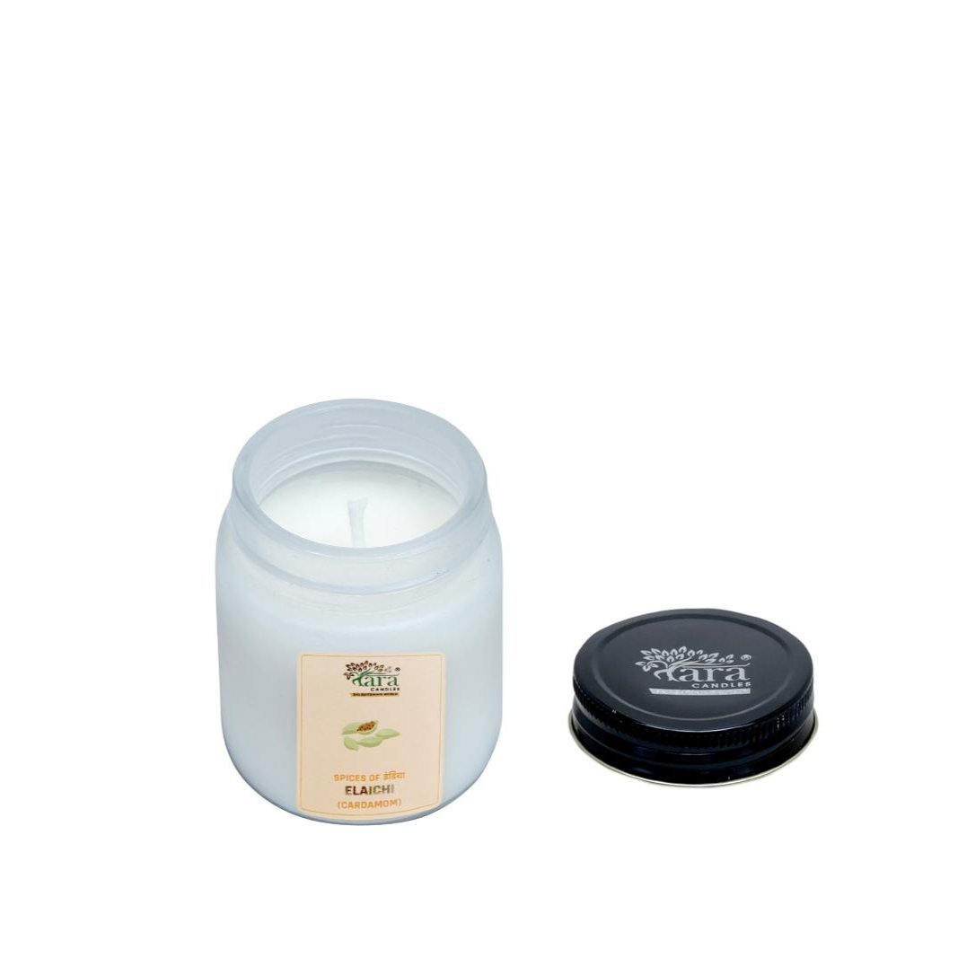 Elaichi - 1 Wick Scented Candle - Frosted Container - Tara Candles