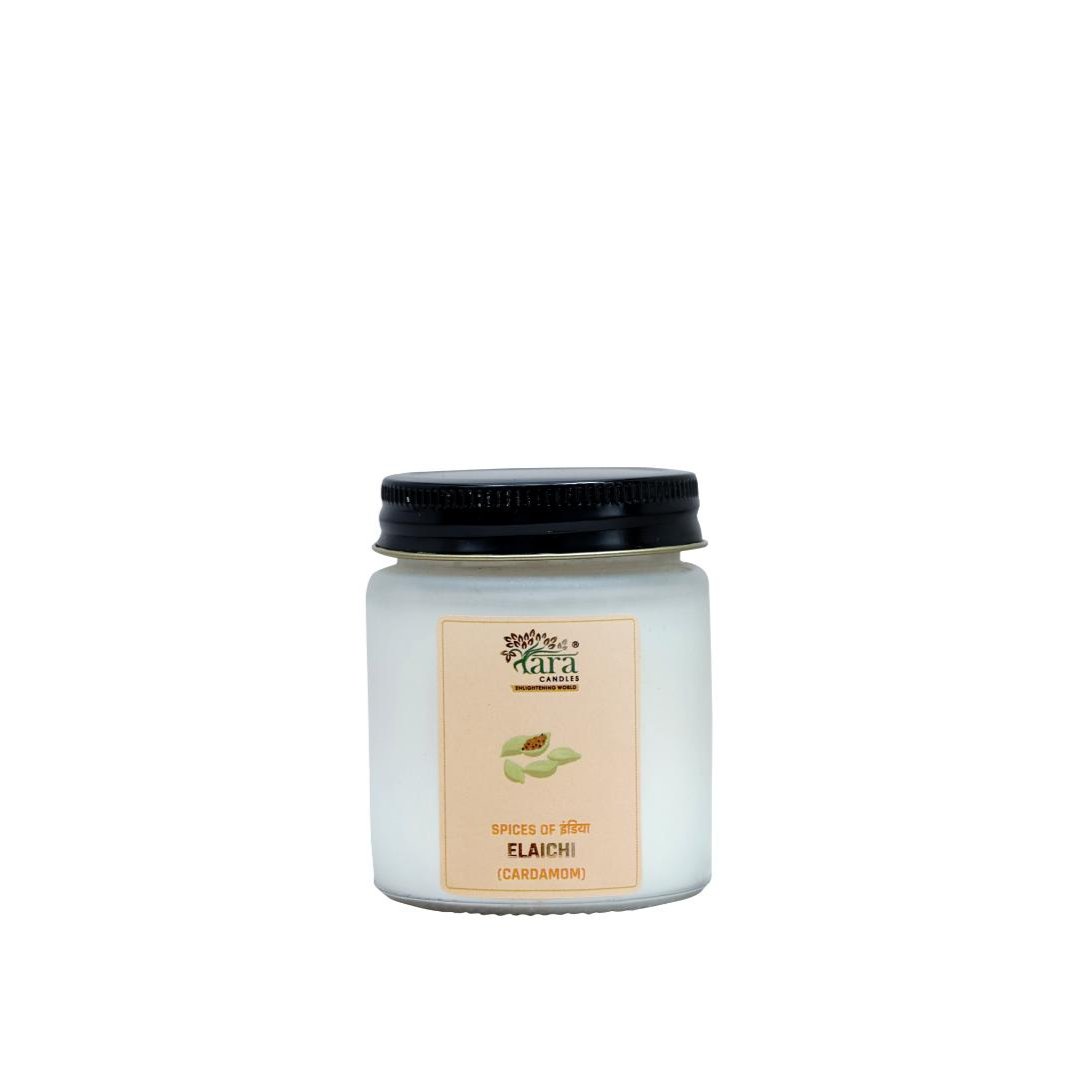 Elaichi - 1 Wick Scented Candle - Frosted Container - Tara Candles