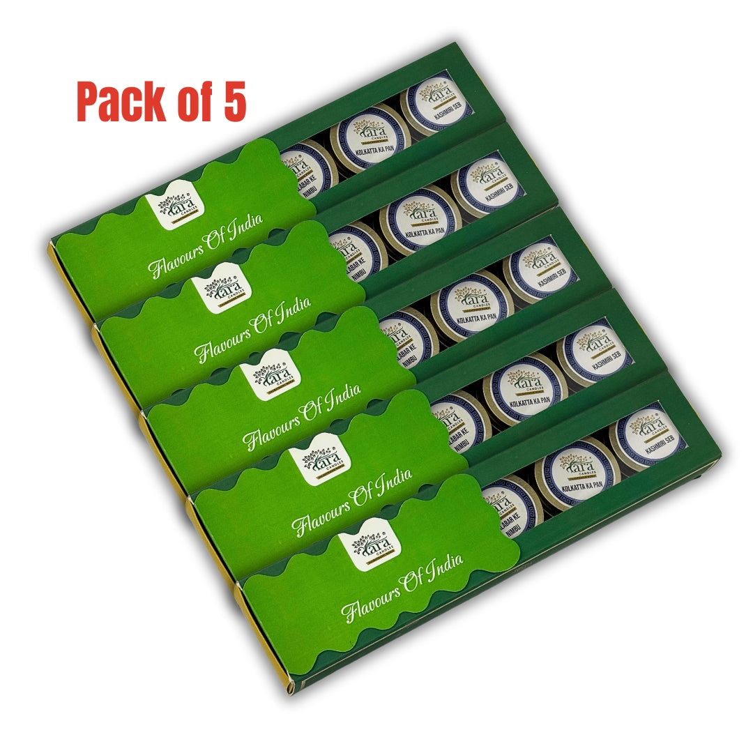 Flavours of India | Scented Tin Candle | Set of 5 | Single Wick