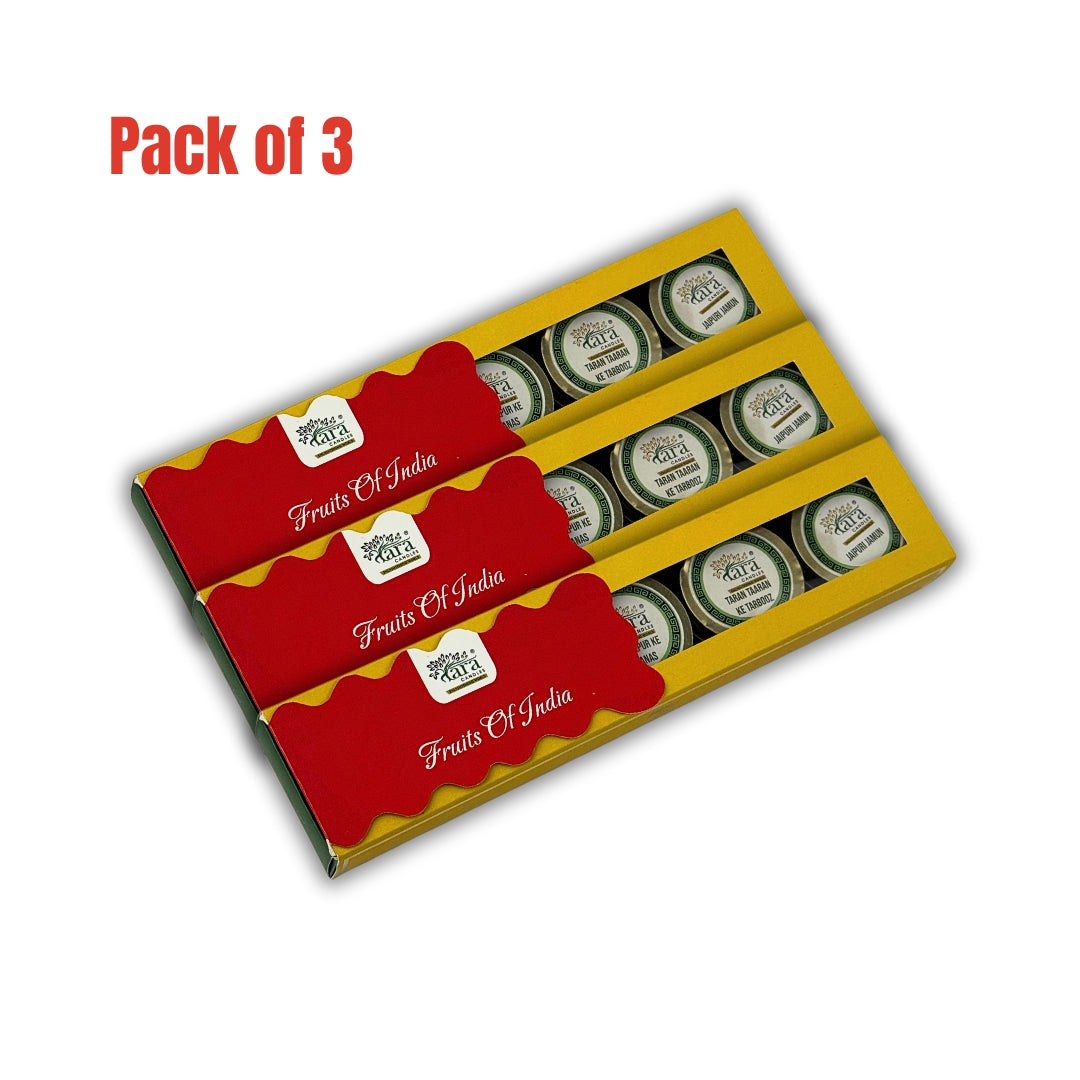 Fruits of India | Scented Tin Candle | Set of 5 | Single Wick