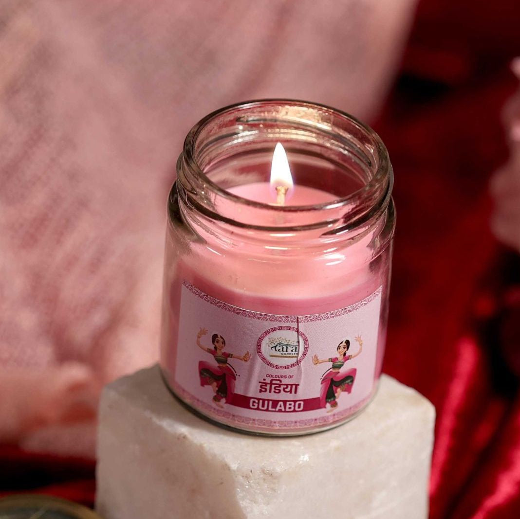 Gulabo - 1 Wick Scented Candle - Plain Glass Jar - Tara Candles
