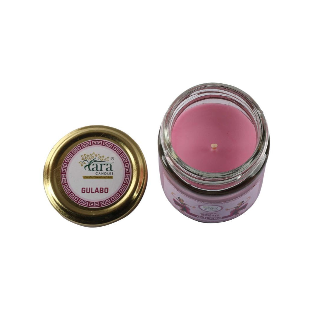 Gulabo - 1 Wick Scented Candle - Plain Glass Jar - Tara Candles
