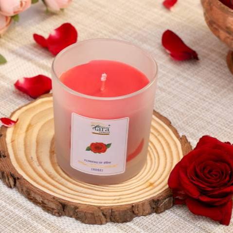 Gwalior Ka Gulab - 1 Wick Scented Candle - Frosted Glass Jar - Tara Candles

