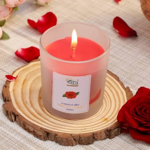 Gwalior Ka Gulab - 1 Wick Scented Candle - Frosted Glass Jar - Tara Candles
