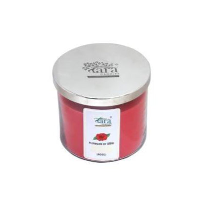 Gwalior Ka Gulab - 3 Wick Scented Candle - Clear Glass Jar - Tara Candles
