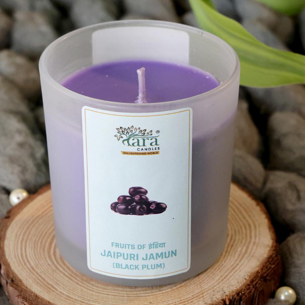 Jaipuri Jamun - 1 Wick Scented Candle - Frosted Glass Jar - Tara Candles
