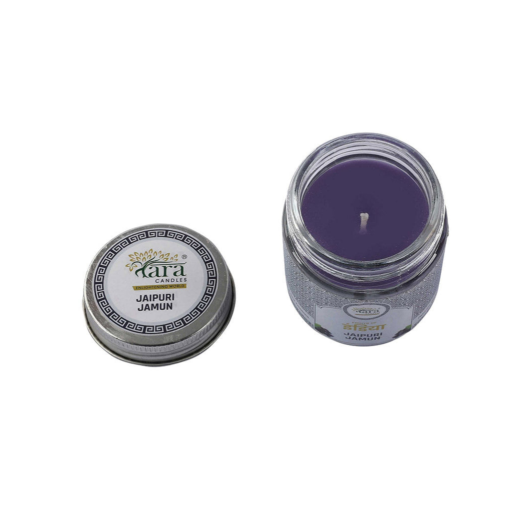 Jaipuri Jamun - 1 Wick Scented Candle - Plain Glass Jar - Tara Candles