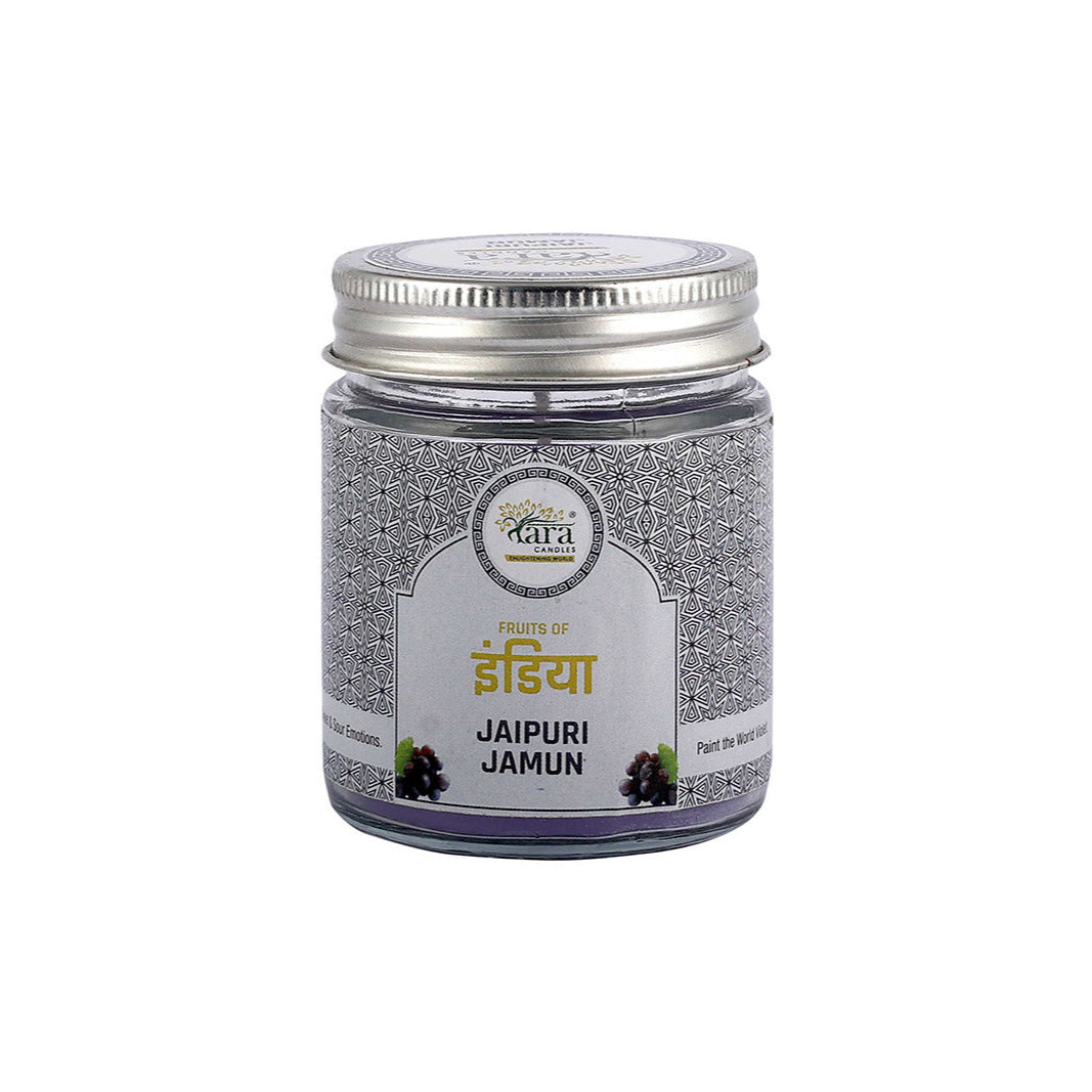 Jaipuri Jamun - 1 Wick Scented Candle - Plain Glass Jar - Tara Candles