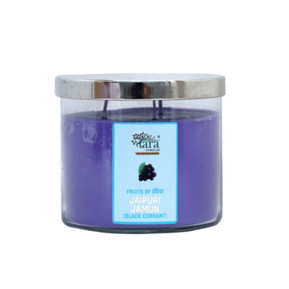 Jaipuri Jamun - 3 Wick Scented Candle - Clear Glass Jar - Tara Candles
