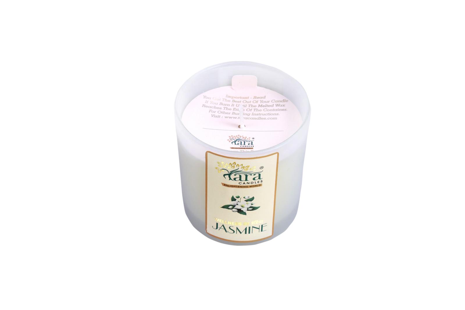 Jasmine - 1 Wick Scented Candle - Frosted Glass Jar - Tara Candles
