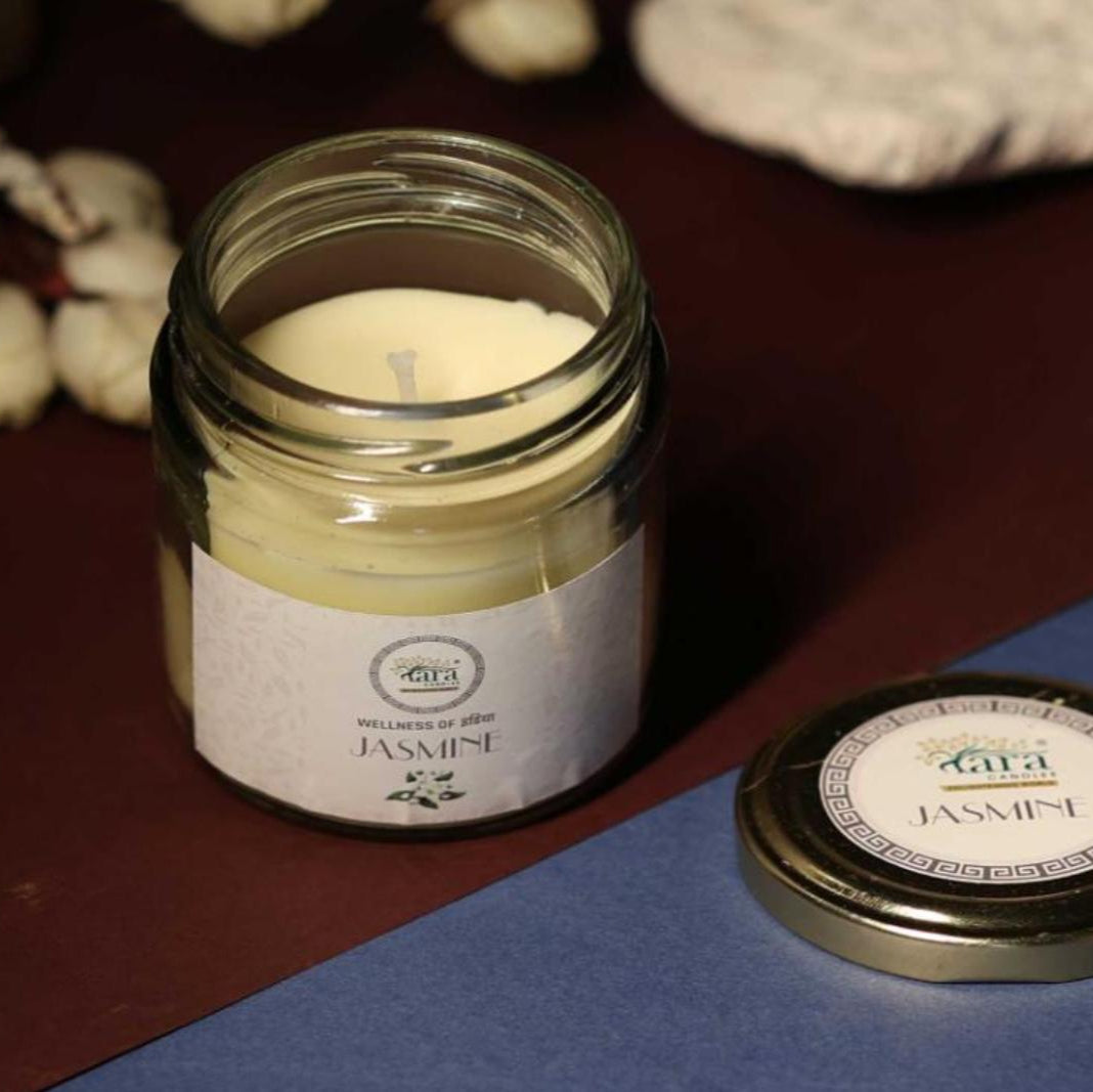 Jasmine - 1 Wick Scented Candle - Plain Glass Jar - Tara Candles

