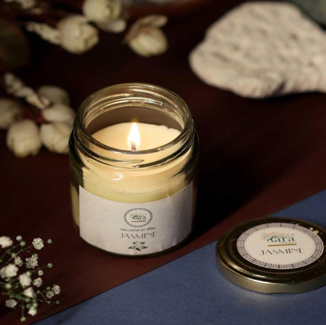 Jasmine - 1 Wick Scented Candle - Plain Glass Jar - Tara Candles

