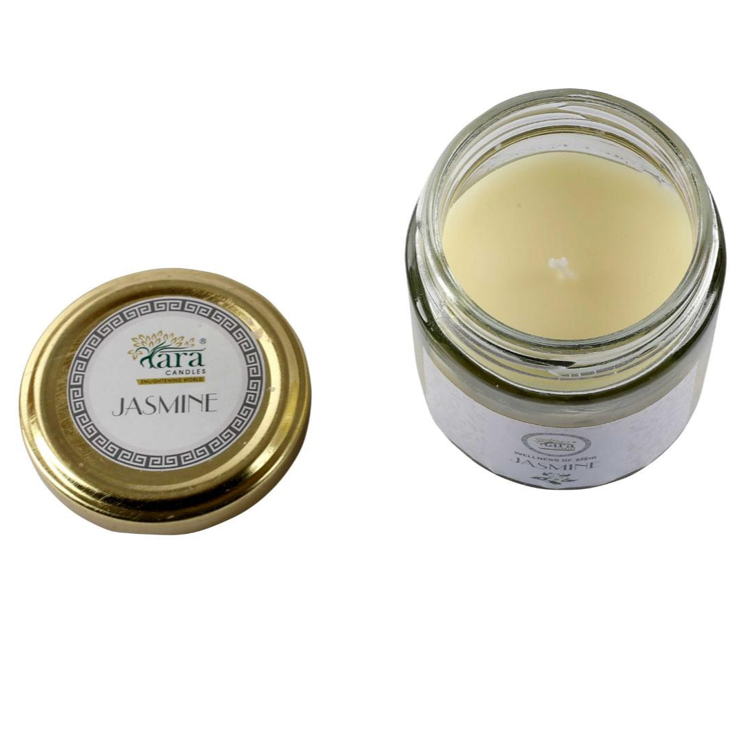 Jasmine - 1 Wick Scented Candle - Plain Glass Jar - Tara Candles
