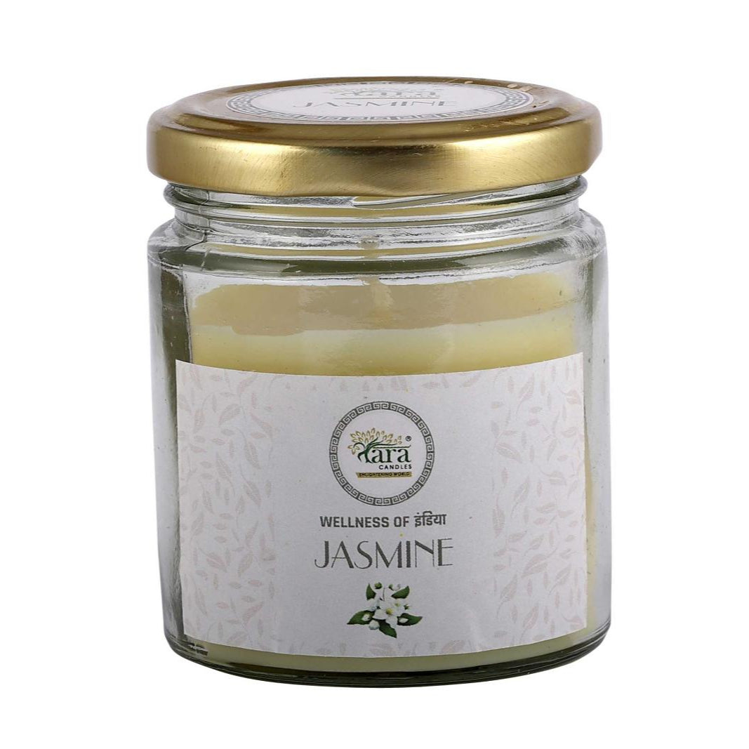 Jasmine - 1 Wick Scented Candle - Plain Glass Jar - Tara Candles
