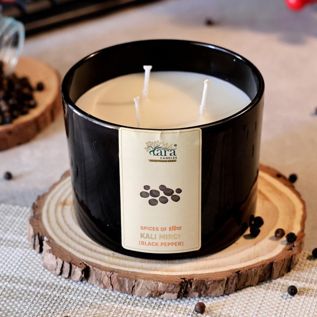 Kalimirch - 3 Wick Scented Candle - Amber Glass Jar - Large - Tara Candles
