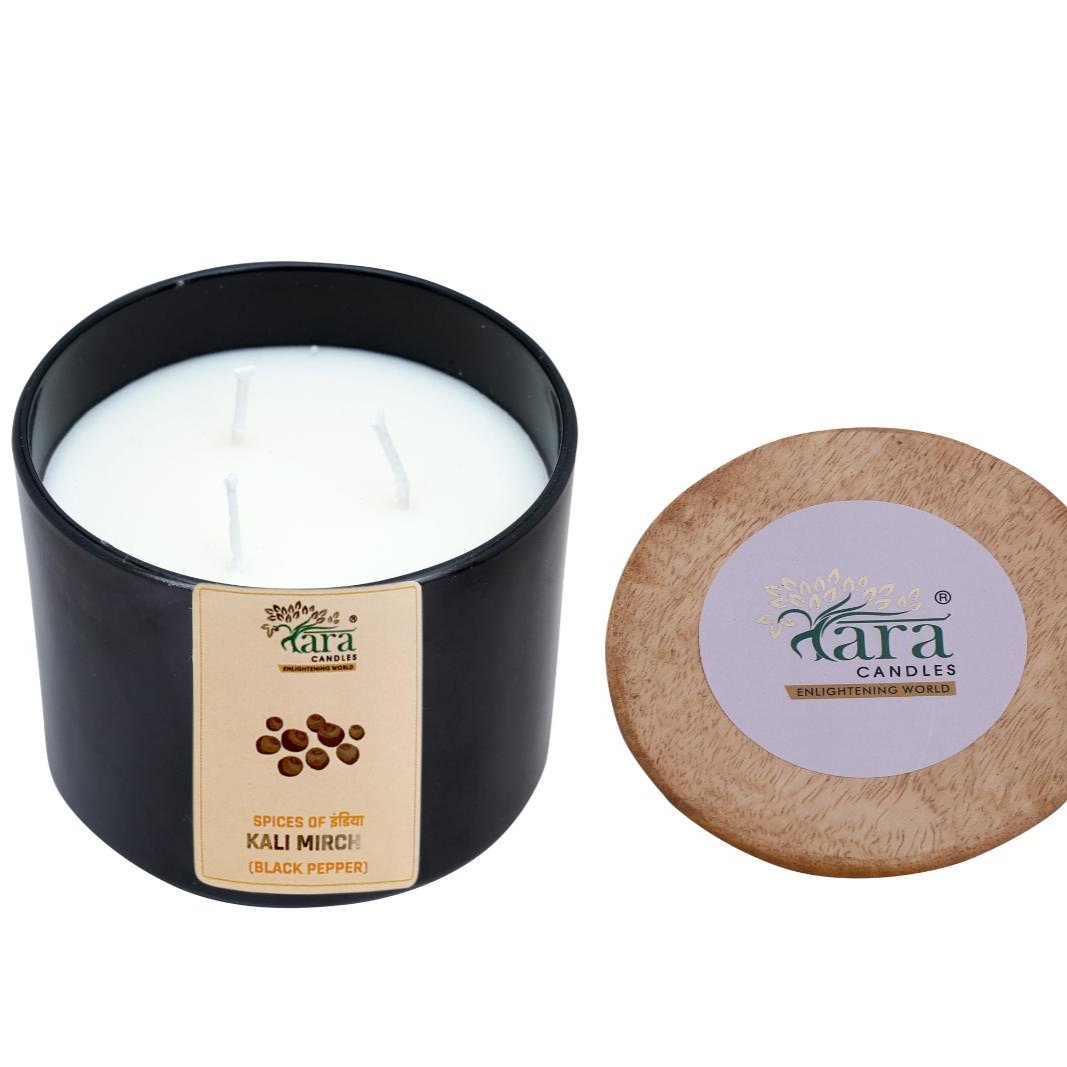 Kalimirch - 3 Wick Scented Candle - Amber Glass Jar - Large - Tara Candles