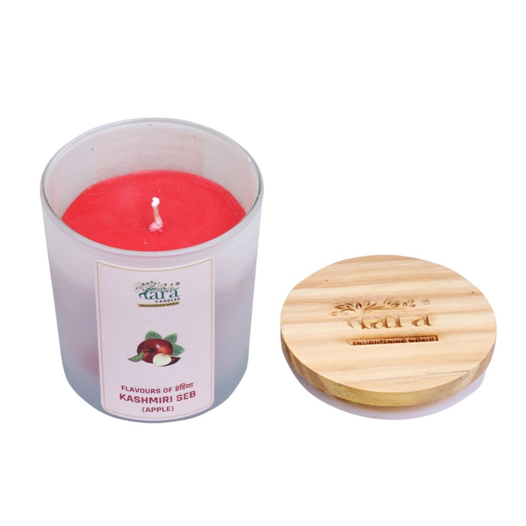 Kashmiri Seb - 1 Wick Scented Candle - Frosted Glass Jar - Tara Candles