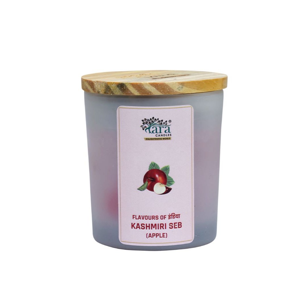 Kashmiri Seb - 1 Wick Scented Candle - Frosted Glass Jar - Tara Candles