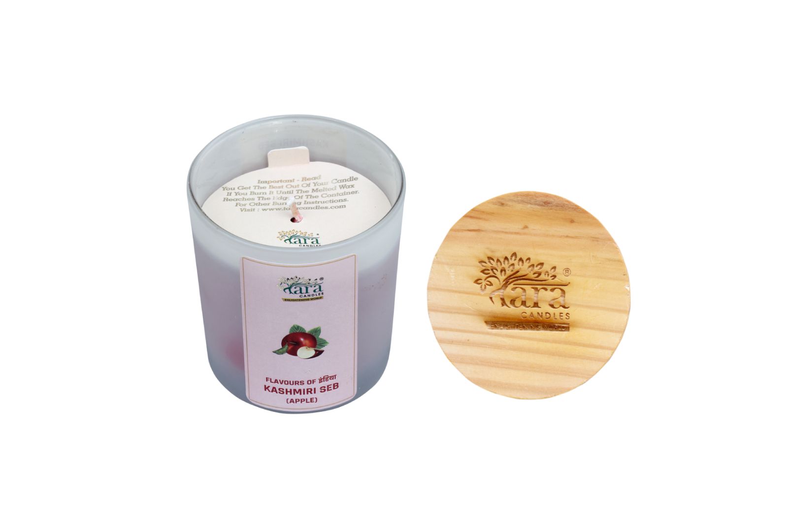 Kashmiri Seb - 1 Wick Scented Candle - Frosted Glass Jar - Tara Candles