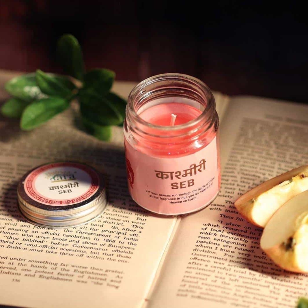 Kashmiri Seb - 1 Wick Scented Candle - Plain Glass Jar - Tara Candles